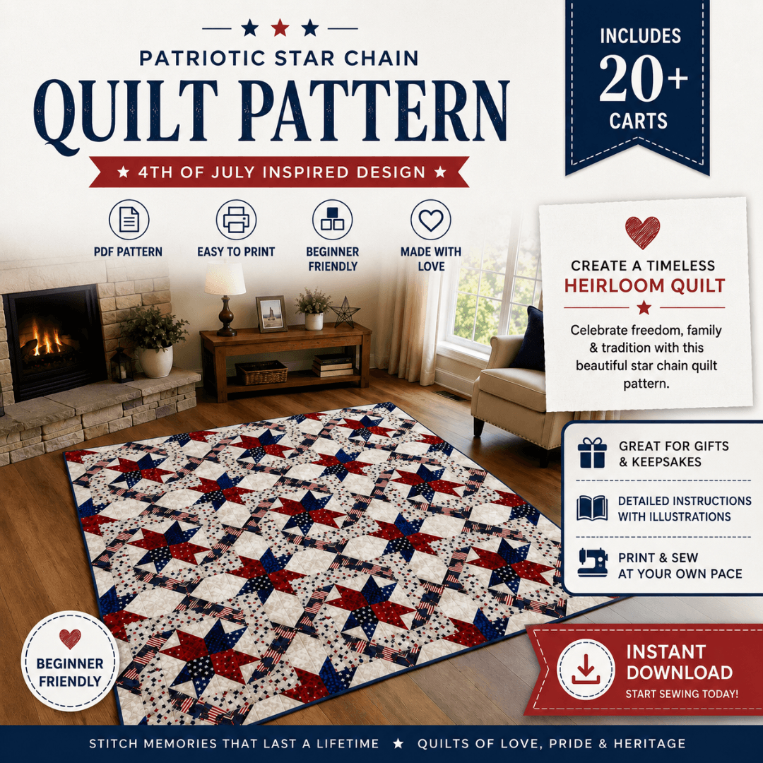 Patriotic Quilt Pattern, Star Chain Design
