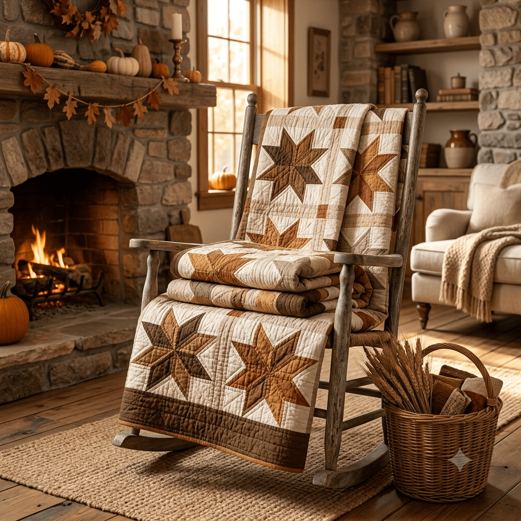 Brown Sugar Star Quilt Pattern PDF, Beginner Friendly