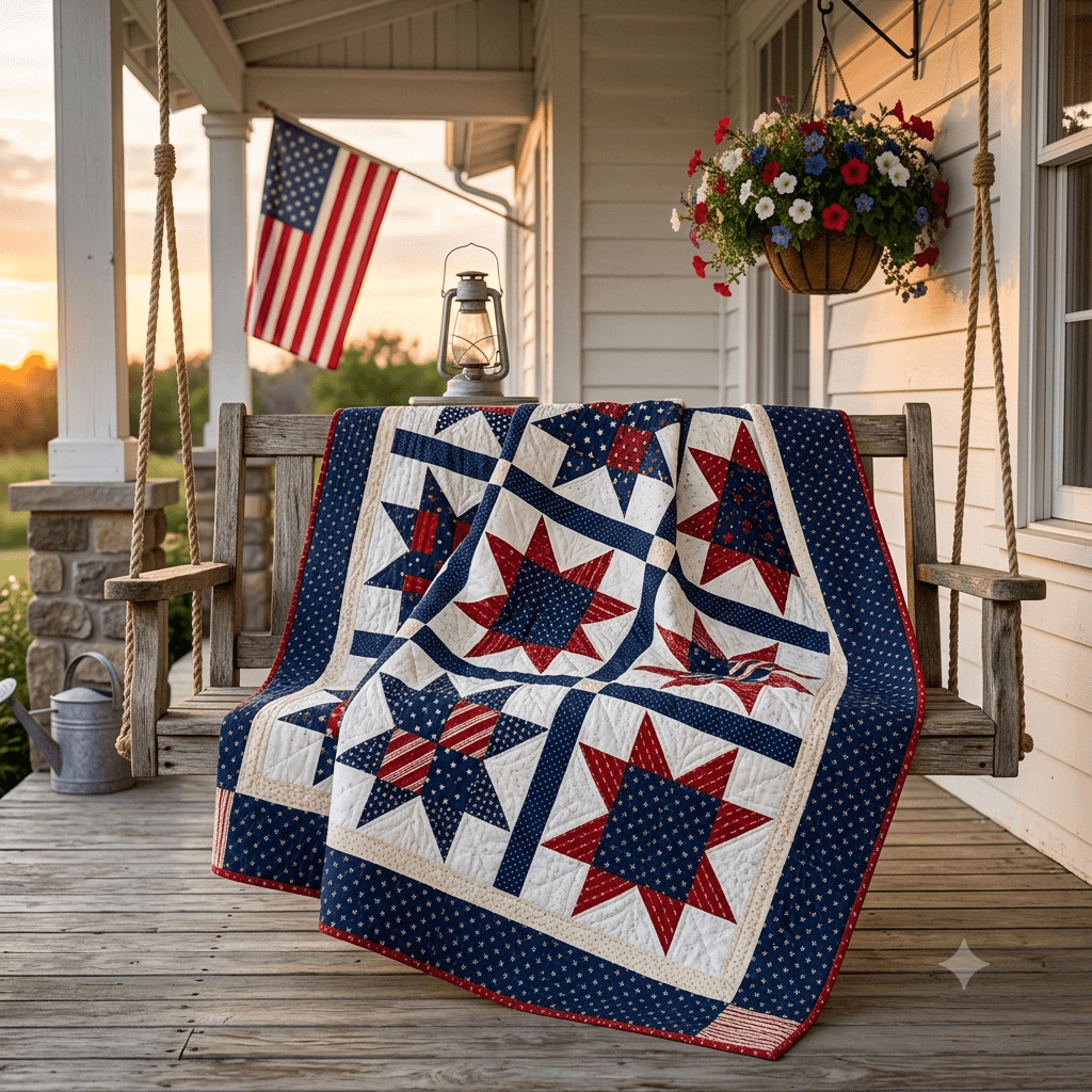 USA Star Quilt Pattern PDF, Instant Download