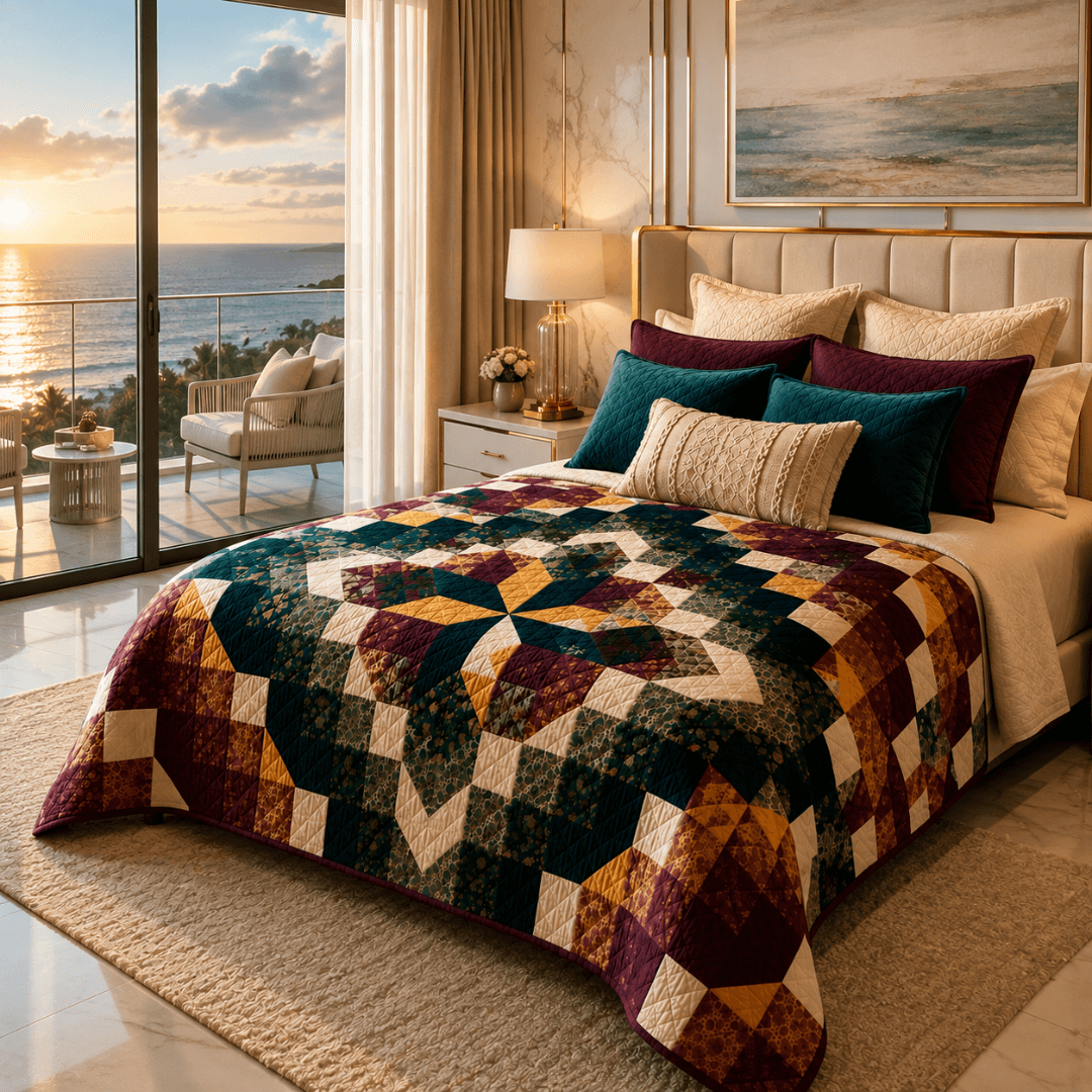 Modern Star Quilt Pattern, Aurora Patchwork Design For Beginners